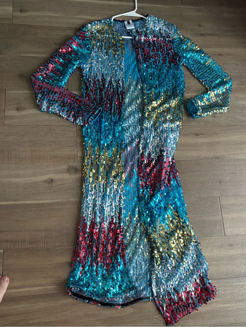 Isolated Heroes Brand Handmade Multicolor Ombré Sequin Duster Statement Coat UK